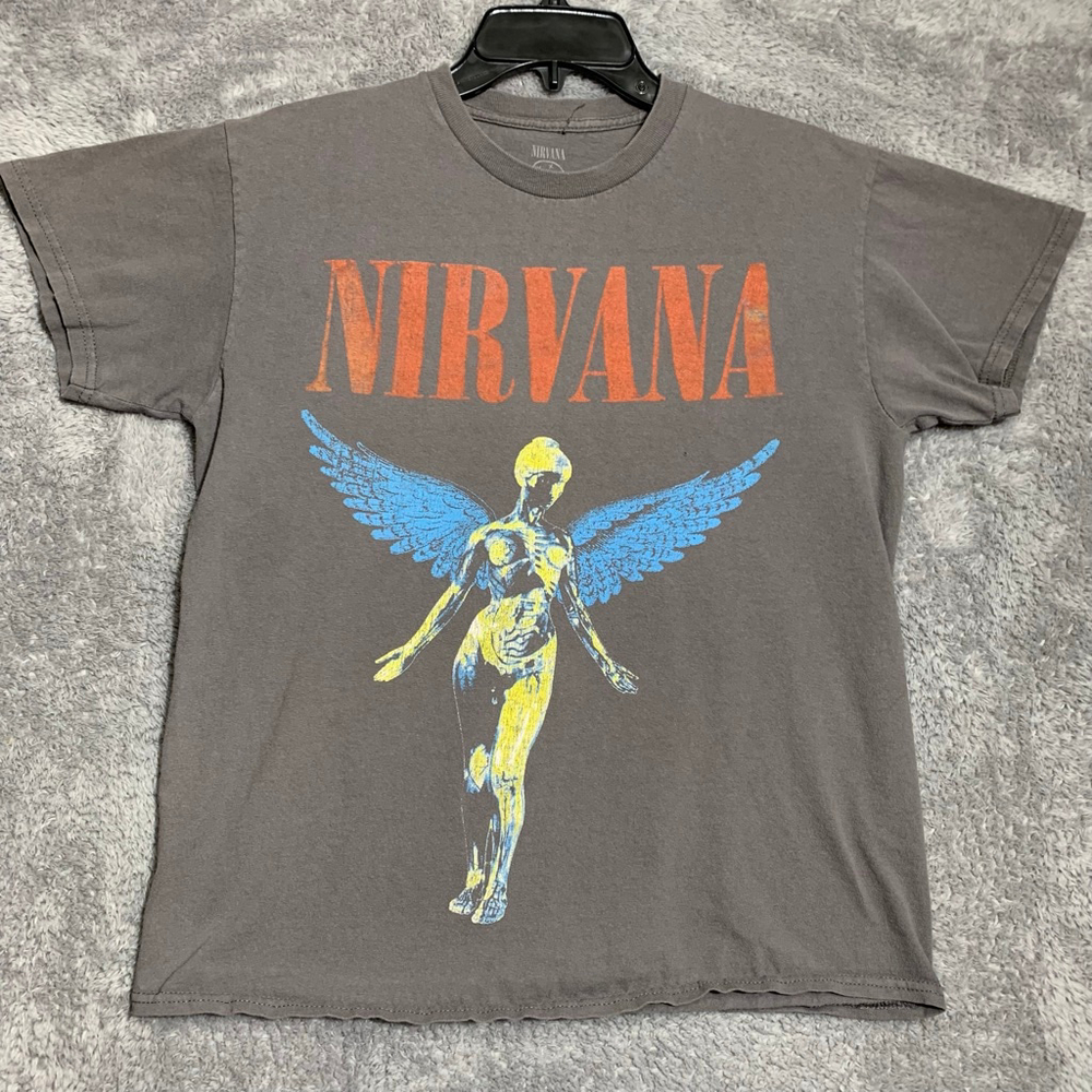 Nirvana In Utero Graphic T-Shirt Unisex Small Charcoal Grey Band Tee ShortSleeve